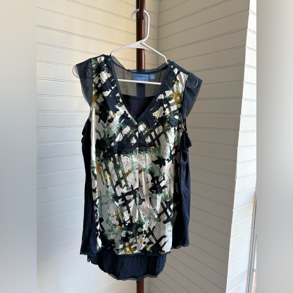 Sonoma Black and Green Patterned Blouse